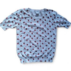 White Strawberry Graphic T-Shirt Cooperative Brand Cute Summer Tee Size S